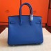 Hermes Blue Epsom Birkin 25cm Handmade Bag