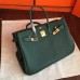 Hermes Vert Clemence Birkin 35cm Handmade Bag