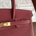 Hermes Bordeaux Clemence Birkin 25cm Handmade Bag