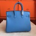 Hermes Blue Paradiso Epsom Birkin 25cm Handmade Bag