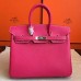 Hermes Rose Tyrien Epsom Birkin 25cm Handmade Bag