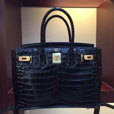 Hermes Birkin 30cm 35cm Bag In Black Crocodile Leather Hermes Birkin 30cm 35cm Bag In Black Crocodile Leather