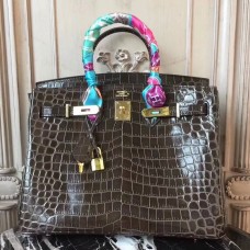 Hermes Birkin 30cm 35cm Bag In Cafe Crocodile Leather Hermes Birkin 30cm 35cm Bag In Cafe Crocodile Leather