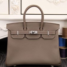 Hermes Birkin 30cm 35cm Bag In Etoupe Clemence Leather Hermes Birkin 30cm 35cm Bag In Etoupe Clemence Leather