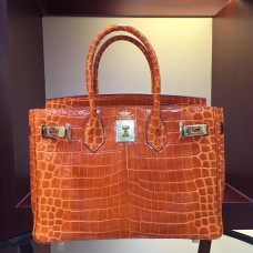 Hermes Birkin 30cm 35cm Bag In Orange Crocodile Leather Hermes Birkin 30cm 35cm Bag In Orange Crocodile Leather