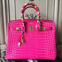Hermes Birkin 30cm 35cm Bag In Rose Red Crocodile Leather Hermes Birkin 30cm 35cm Bag In Rose Red Crocodile Leather