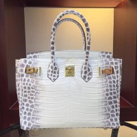 Hermes Birkin 30cm 35cm Bag In White Crocodile Leather Hermes Birkin 30cm 35cm Bag In White Crocodile Leather