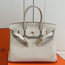 Hermes Birkin Ghillies 30cm In White Swift Leather Hermes Birkin Ghillies 30cm In White Swift Leather