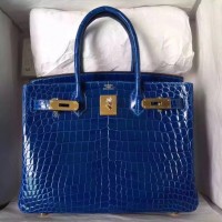 Hermes Blue Electric Birkin 30cm Crocodile Niloticus Shiny Bag Hermes Blue Electric Birkin 30cm Crocodile Niloticus Shiny Bag