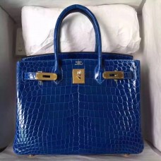 Hermes Blue Electric Birkin 30cm Crocodile Niloticus Shiny Bag Hermes Blue Electric Birkin 30cm Crocodile Niloticus Shiny Bag