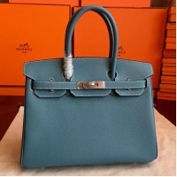 Hermes Blue Jean Epsom Birkin 30cm Handmade Bag Hermes Blue Jean Epsom Birkin 30cm Handmade Bag