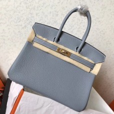 Hermes Blue Lin Clemence Birkin 25cm Handmade Bag Hermes Blue Lin Clemence Birkin 25cm Handmade Bag