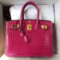 Hermes Rose Red Birkin 30cm Crocodile Niloticus Shiny Bag Hermes Rose Red Birkin 30cm Crocodile Niloticus Shiny Bag