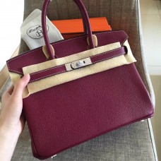 Hermes Ruby Clemence Birkin 30cm Handmade Bag Hermes Ruby Clemence Birkin 30cm Handmade Bag