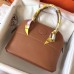 Hermes Gold Clemence Bolide 27cm Handmade Bag