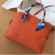 Hermes Orange Clemence Bolide 35cm Handmade Bag