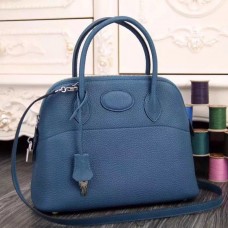 Replica Hermes Bolide 27 Bag Handmade in 8u Blue Glacier Epsom Calfskin PHW  