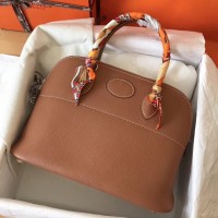 Hermes Gold Clemence Bolide 35cm Handmade Bag Hermes Gold Clemence Bolide 35cm Handmade Bag