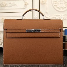 Hermes Brown Kelly Depeche 38cm Briefcase Bag