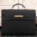 Hermes Black Kelly Depeche 38cm Briefcase Bag