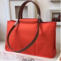 Hermes Cabag Elan Bag In Capucine Canvas