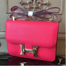 Hermes Red Constance MM 24cm Epsom Leather Bag