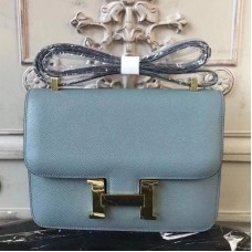 Hermes Blue Lin Constance MM 24cm Epsom Leather Bag