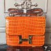 Hermes Orange Constance MM 24cm Crocodile Bag