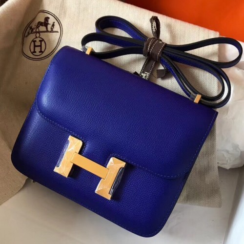 Hermes Mini Constance 18 Bag Bicolored 7f Blue Paon Epsom Enamel PHW