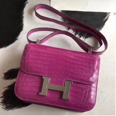 Hermes Constance 24cm Rose Scheherazade Porosus Crocodile