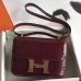 Hermes Constance 24cm Bourgogne Porosus Crocodile