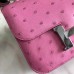 Hermes Mini Constance 18cm Pink Ostrich Leather