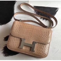 Hermes Constance 24cm Poussiere Porosus Crocodile