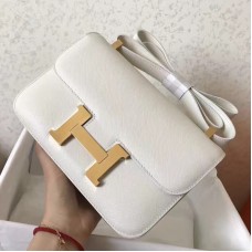 Hermes Epsom Constance 24cm White Handmade Bag