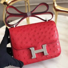 Hermes Mini Constance 18cm Red Ostrich Leather Hermes Mini Constance 18cm Red Ostrich Leather