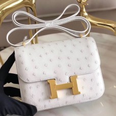 Hermes Mini Constance 18cm White Ostrich Leather Hermes Mini Constance 18cm White Ostrich Leather