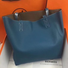 Hermes Double Sens Reversible Etoupe and Brown Tote Bag at 1stDibs