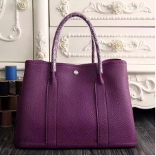 Hermes Small Garden Party 30cm Tote In Purple Leather