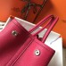 Hermes Rose Red Clemence Garden Party 30cm Handmade Bag