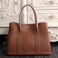 Hermes Small Garden Party 30cm Tote In Brown Leather Hermes Small Garden Party 30cm Tote In Brown Leather