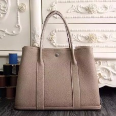 Hermes Small Garden Party 30cm Tote In Grey Leather Hermes Small Garden Party 30cm Tote In Grey Leather