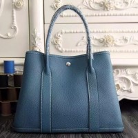 Hermes Small Garden Party 30cm Tote In Jean Blue Leather Hermes Small Garden Party 30cm Tote In Jean Blue Leather
