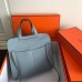 Hermes Halzan Bag In Blue Lin Clemence Leather