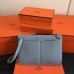 Hermes Halzan Bag In Blue Lin Clemence Leather