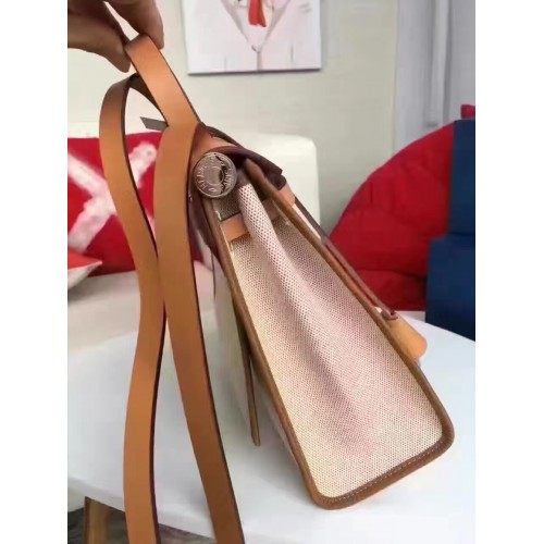 Hermes Beige/Tan Canvas and Leather Herbag Zip 31 Bag at 1stDibs