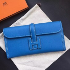 Hermes Jige Elan 29 Clutch Bag In Blue Epsom Leather Hermes Jige Elan 29 Clutch Bag In Blue Epsom Leather
