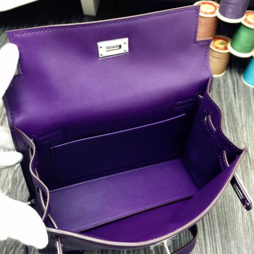 Replica Hermes Kelly Danse Handmade Bag In Rose Purple Swift Leather