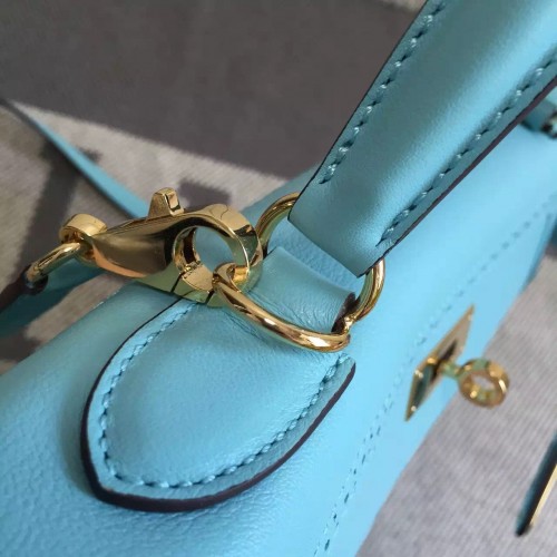 Hermes Limited Edition Blue de Galice Grain d'H & Swift Leather Ghillies  Kelly Bag