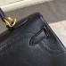 Hermes Kelly Ghillies 28cm In Black Swift Leather