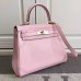 Hermes Kelly Ghillies 28cm In Pink Swift Leather